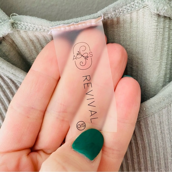 Revival Ribbed Tank Top Green Sz OS - Picture 4 of 8